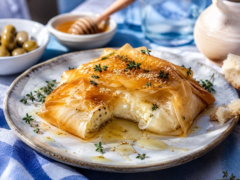 Baked Phyllo-Wrapped Greek Feta with Honey