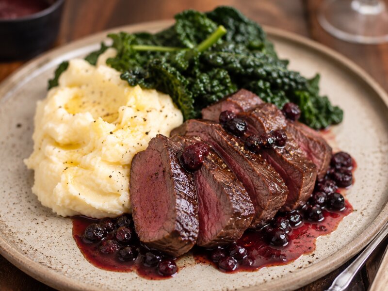 Pan-Seared Venison Loin with Sloe Gin Sauce